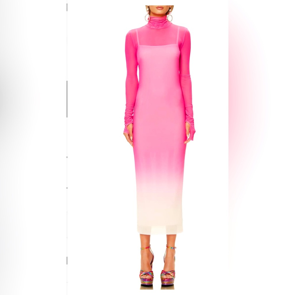 AFRM Shailene Pink Ombré Jersey Midi Dress (Nordstrom) - XL